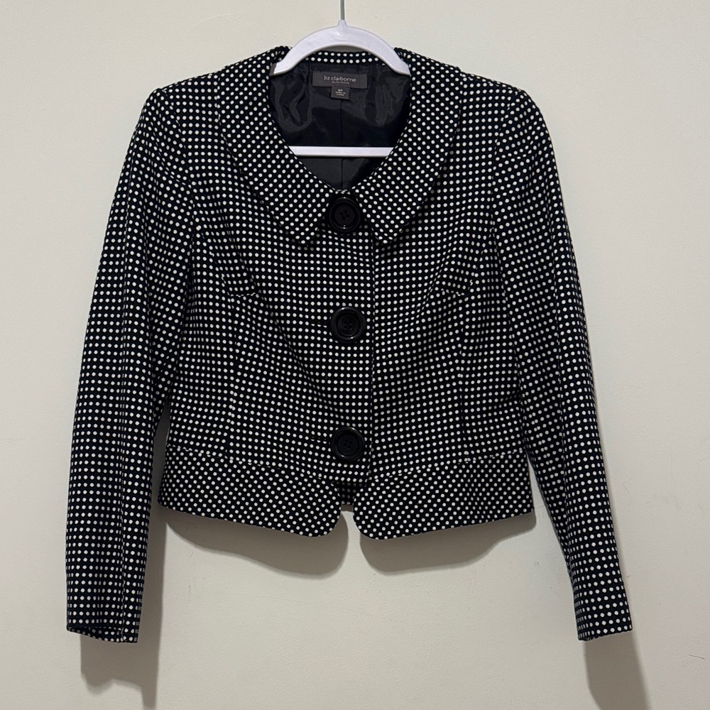 Liz Claiborne Black and White Checkered Blazer